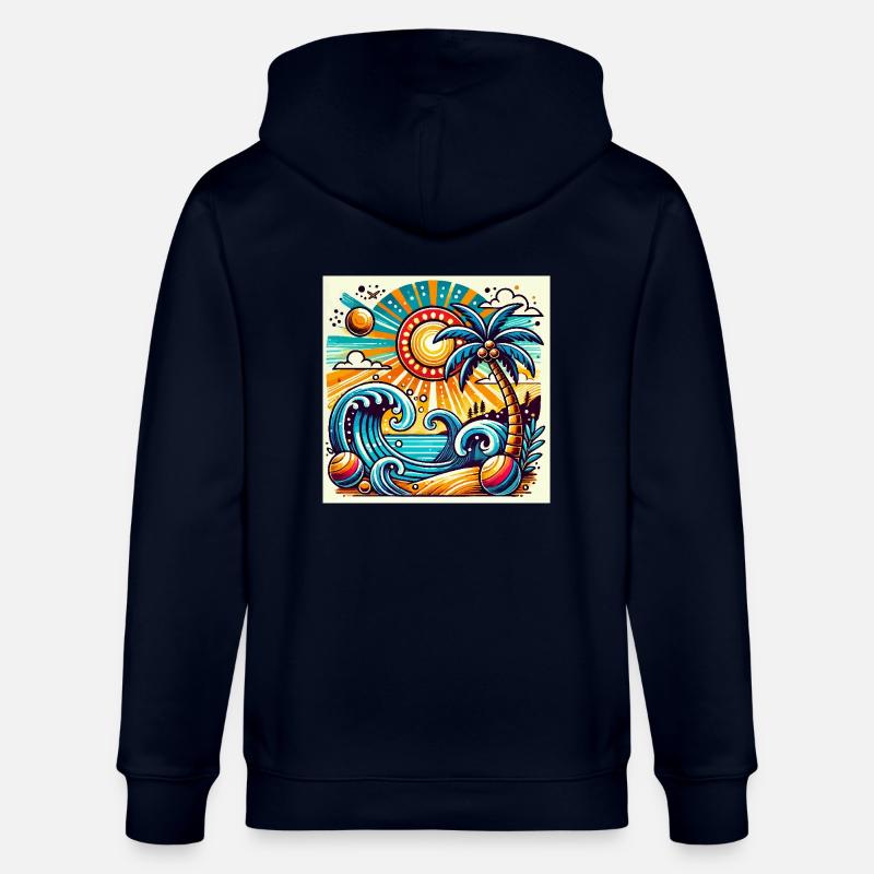 Coucher de soleil tropical - Veste à capuche bio CULTIVATOR Stanley/Stella Unisexe - marine