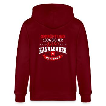 Kanalbauer Kanalbau Kanal Abwasser Tiefbau - Stanley/Stella Unisex Bio-Kapuzenjacke CULTIVATOR  - Burgunderrot - Hinten - Anna (173cm)
