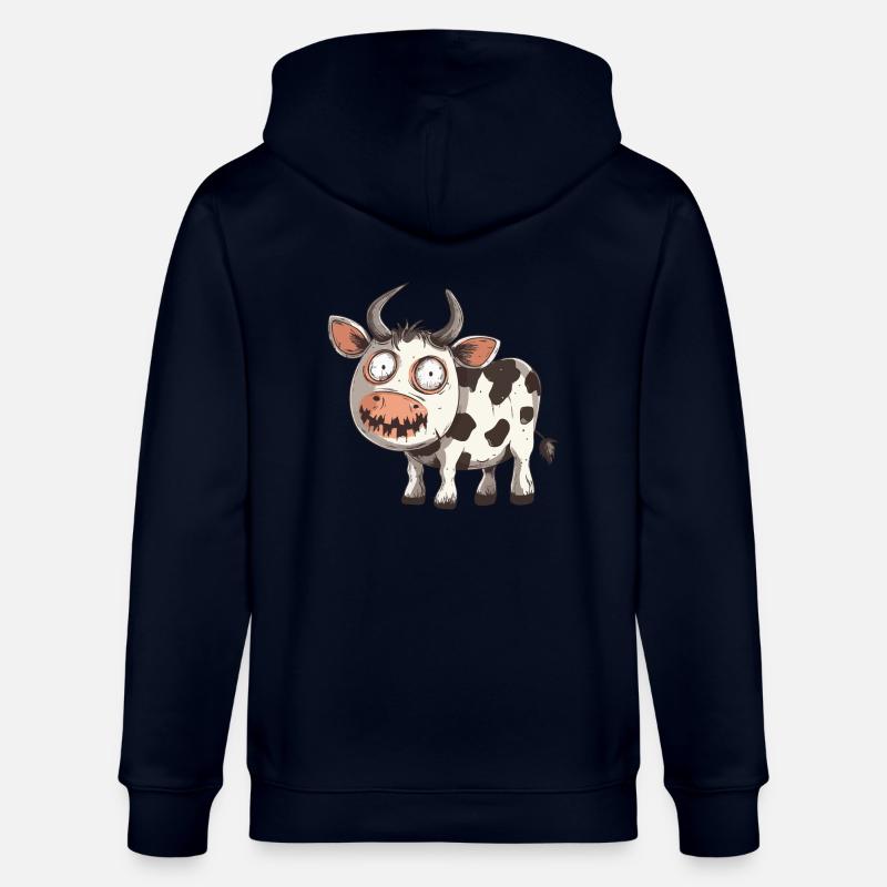 Vache Halloween Zombie - Veste à capuche bio CULTIVATOR Stanley/Stella Unisexe - marine