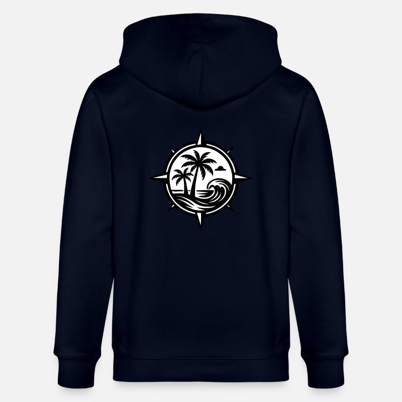 Boussole Palmiers Océan - Veste à capuche bio CULTIVATOR Stanley/Stella Unisexe - marine