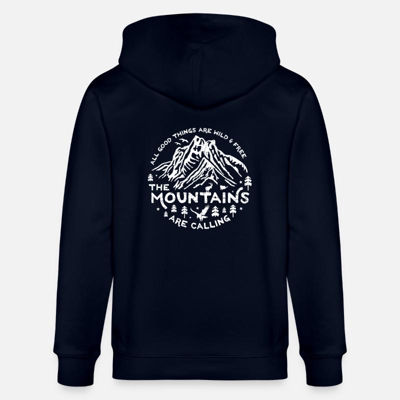 Mountains Calling white - Stanley/Stella Unisex Bio-Kapuzenjacke CULTIVATOR  - Navy