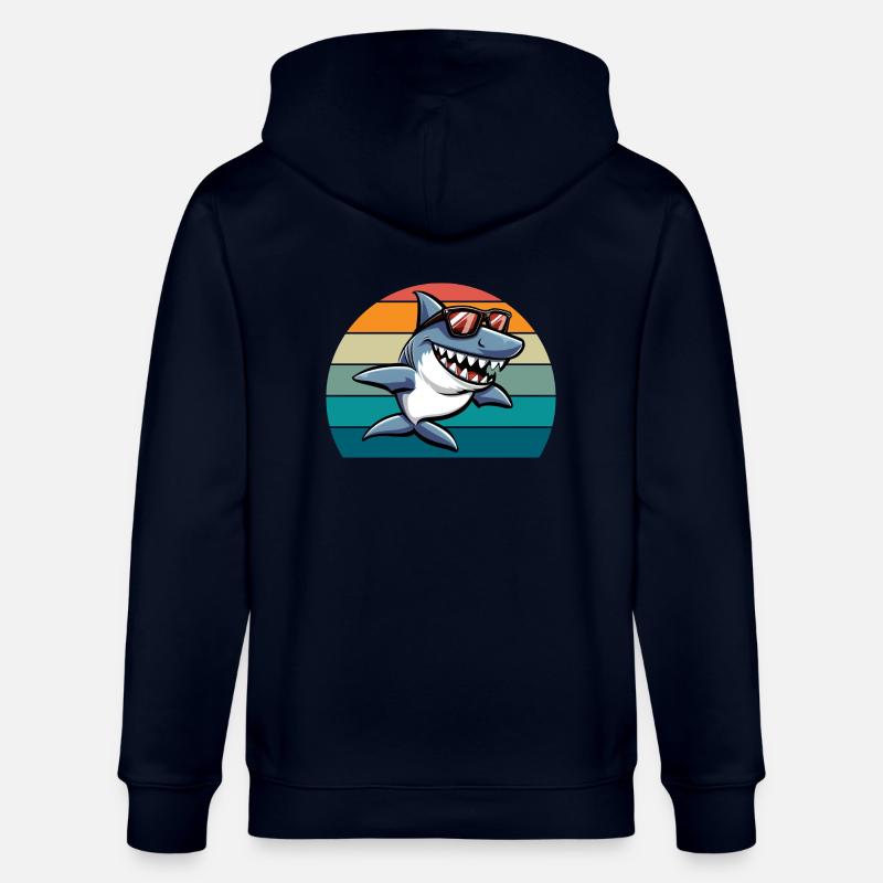 requin rétro drôle plage d’été - Veste à capuche bio CULTIVATOR Stanley/Stella Unisexe - marine