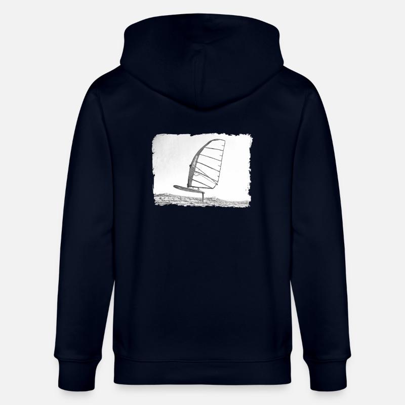 Windsurf Foil / Foiling Hand-Drawing Sketch - Stanley/Stella Unisex Bio-Kapuzenjacke CULTIVATOR  - Navy