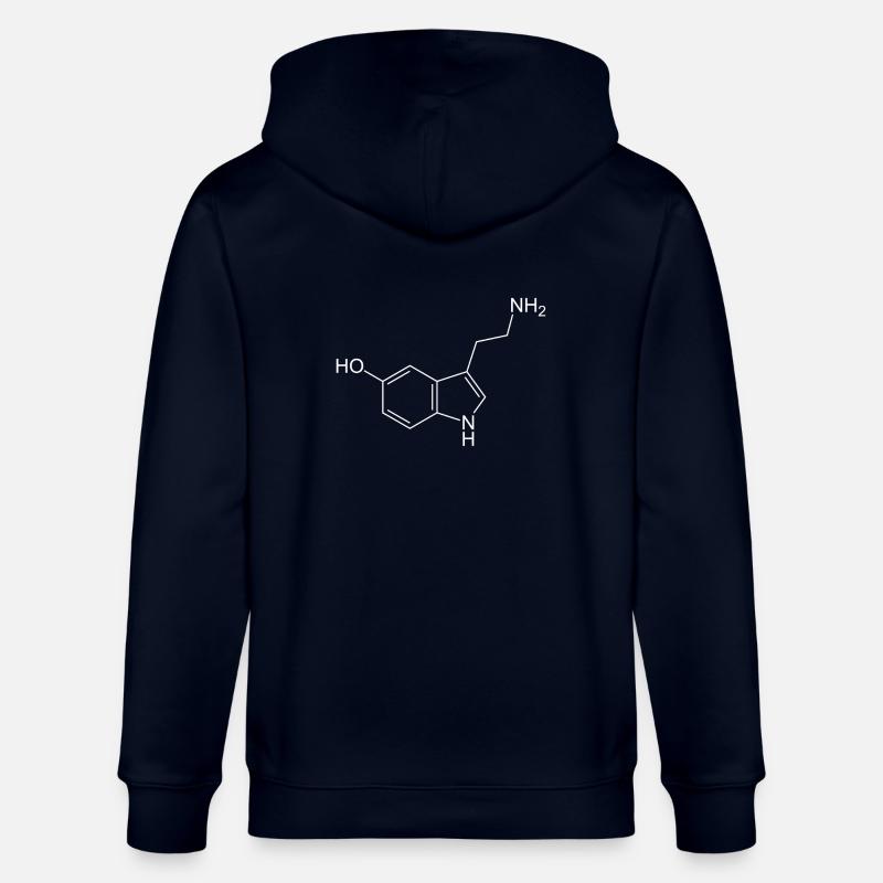Serotonin structural formula - Stanley/Stella CULTIVATOR Unisex Organic Hooded Jacket - navy