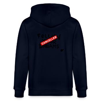 Follow your Dreams Cancelled - Stanley/Stella Unisex Bio-Kapuzenjacke CULTIVATOR  - Navy - Hinten - Anna (173cm)