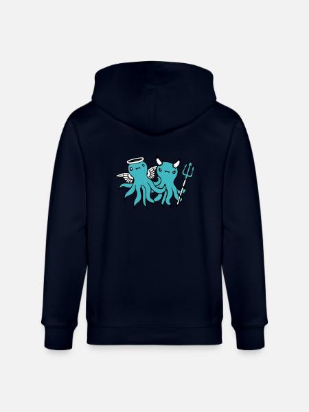 2 Octopus Devil Angel Heaven Hell Team Friends - Stanley/Stella CULTIVATOR Unisex Organic Hooded Jacket - navy