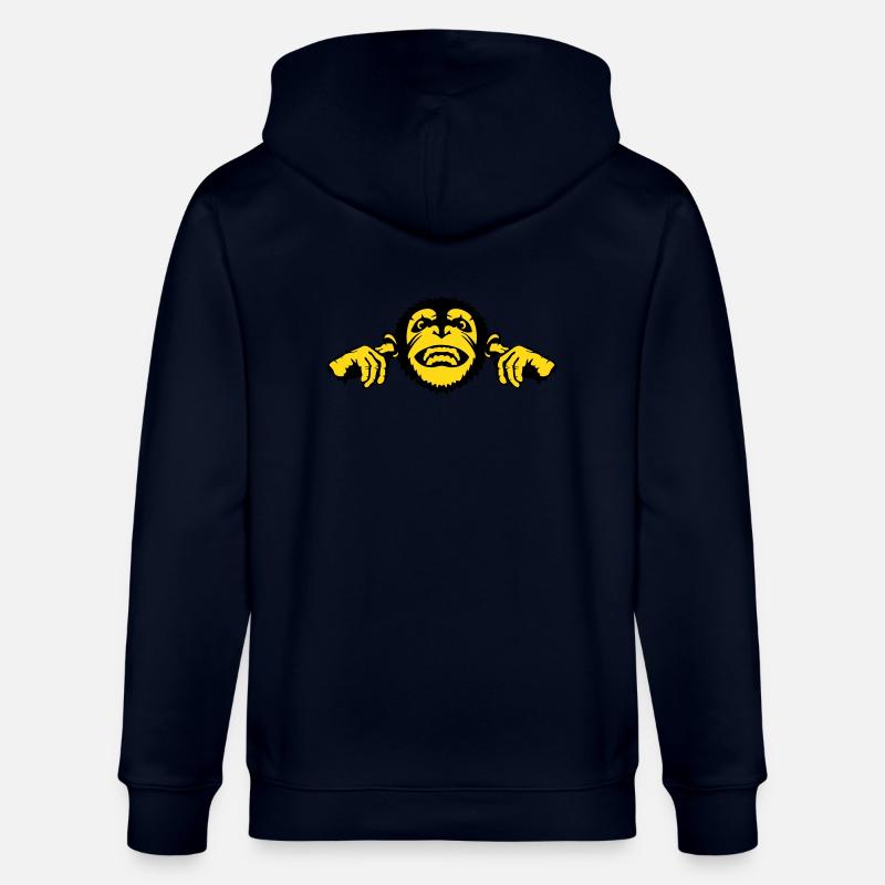 chimpanzee monkey monkey finger ear - Stanley/Stella CULTIVATOR  Unisex Organic Hooded Jacket - navy