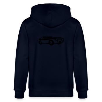 Oldtimer Car Retro Vintage Love Racing Car Driving - Stanley/Stella CULTIVATOR  Unisex Organic Hooded Jacket - navy - Back - Anna (173cm)