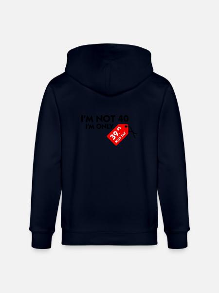Jeg er ikke 40. Jeg er kun 39,99 € plus skat - Stanley/Stella økologisk unisex-hættejakke CULTIVATOR - marineblå