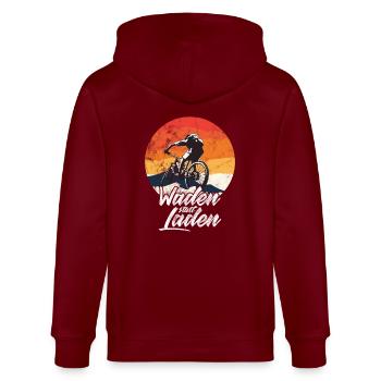Waden statt Laden Fahrrad E-Bike Radtrikot - Stanley/Stella Unisex Bio-Kapuzenjacke CULTIVATOR  - Burgunderrot - Hinten - Anna (173cm)