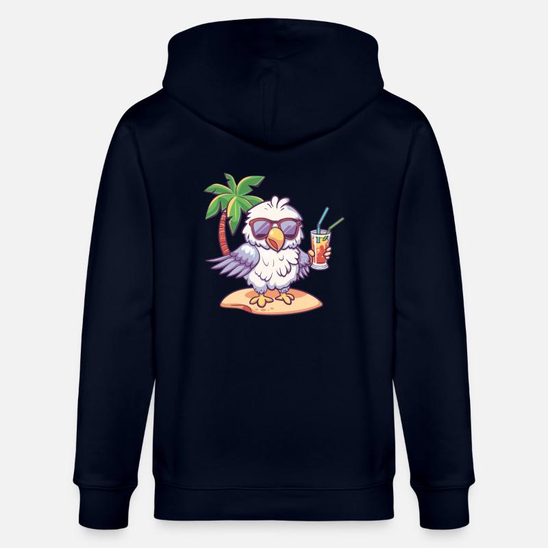Eagle Summer Beach Comic - Stanley/Stella CULTIVATOR Unisex Organic Hooded Jacket - navy