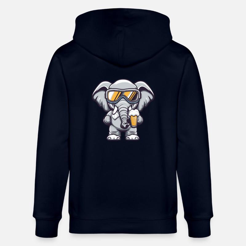 Elefant Apres Ski Bier Comic - Stanley/Stella Unisex Bio-Kapuzenjacke CULTIVATOR  - Navy