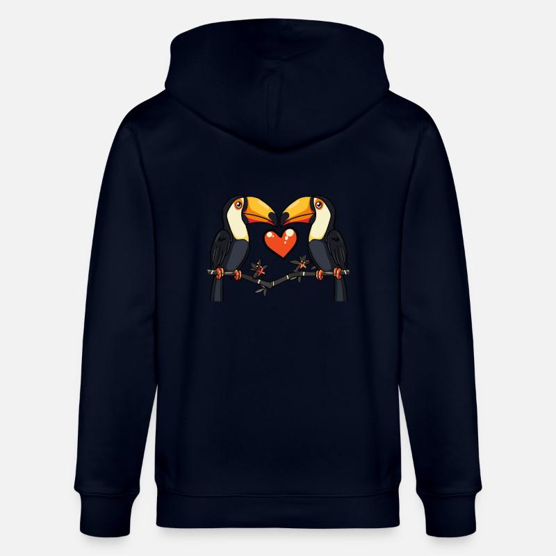 Toucan oiseau couple e Saint-Valentin - Veste à capuche bio CULTIVATOR Stanley/Stella Unisexe - marine