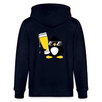 penguin sunglasses party celebrate beer alcohol gla - Stanley/Stella CULTIVATOR  Unisex Organic Hooded Jacket - navy - Back - Anna (173cm)