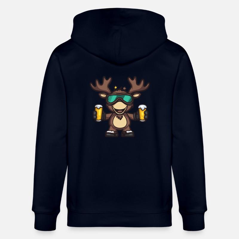 Moose Après Ski Beer Comic - Stanley/Stella CULTIVATOR Unisex Organic Hooded Jacket - navy