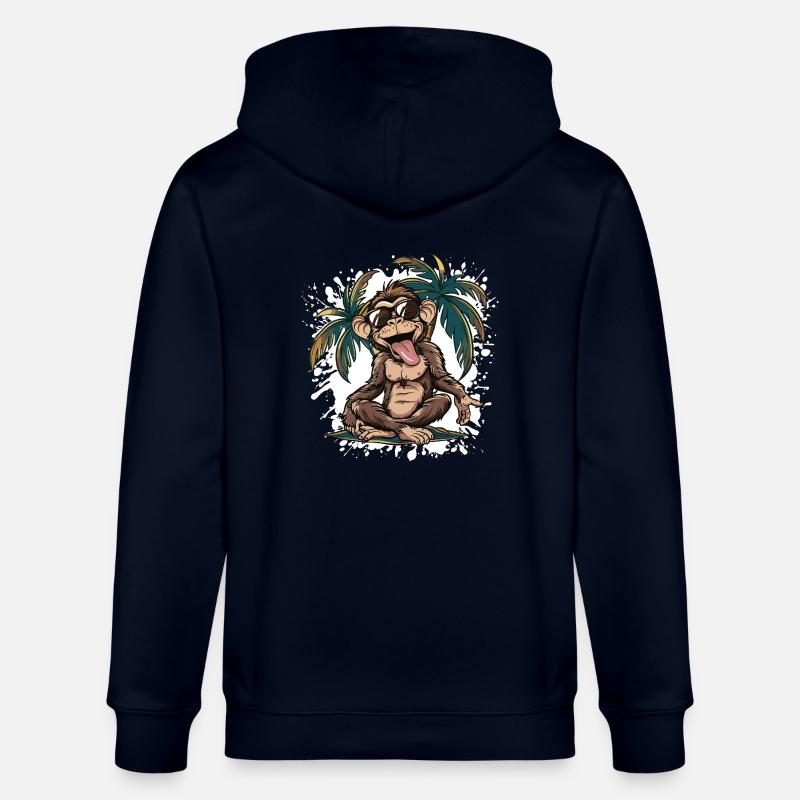 Monkey Island Palm Tree - Stanley/Stella CULTIVATOR  Unisex Organic Hooded Jacket - navy
