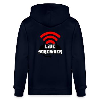 Live Streamer - Stanley/Stella Unisex Bio-Kapuzenjacke CULTIVATOR  - Navy - Hinten - Anna (173cm)