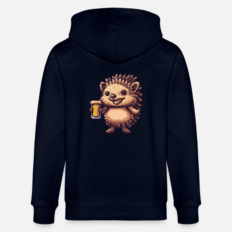 hérisson bière pixel - Veste à capuche bio CULTIVATOR Stanley/Stella Unisexe - marine