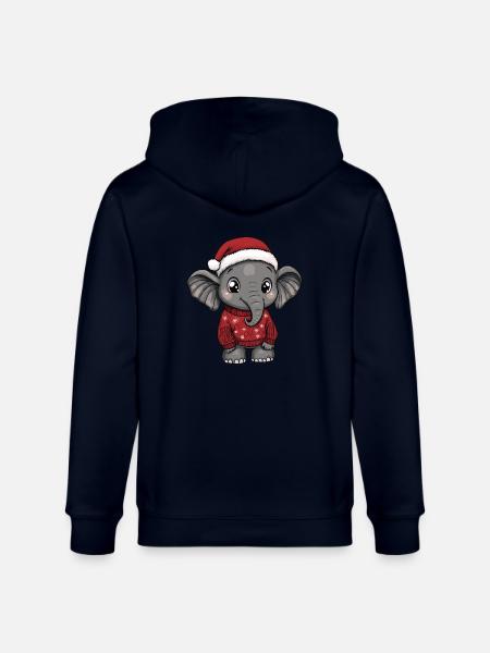 Elephant Christmas Comic - Stanley/Stella CULTIVATOR Unisex Organic Hooded Jacket - navy