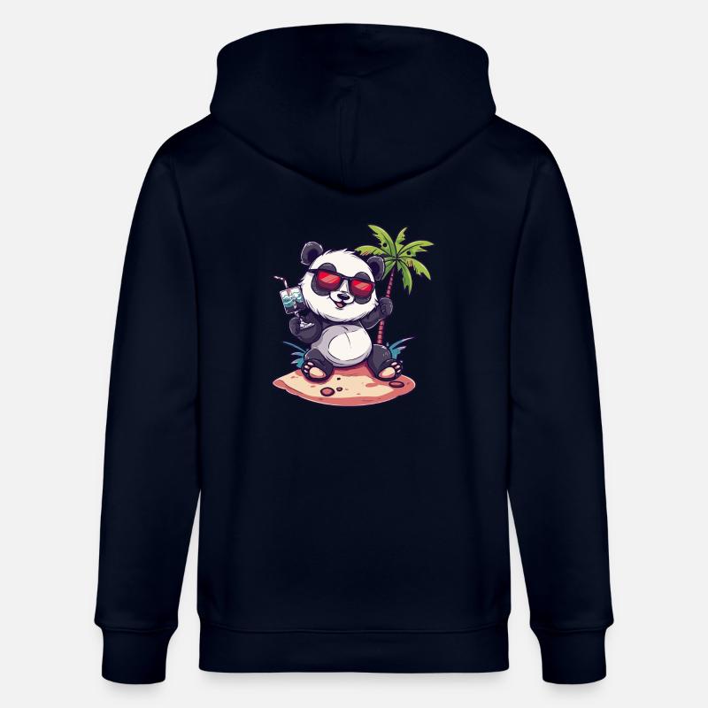 Panda Summer Beach Bande dessinée - Veste à capuche bio CULTIVATOR Stanley/Stella Unisexe - marine