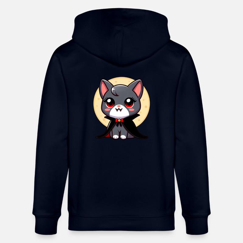 Halloween Chat Vampire Chauve-souris Mignon - Veste à capuche bio CULTIVATOR Stanley/Stella Unisexe - marine
