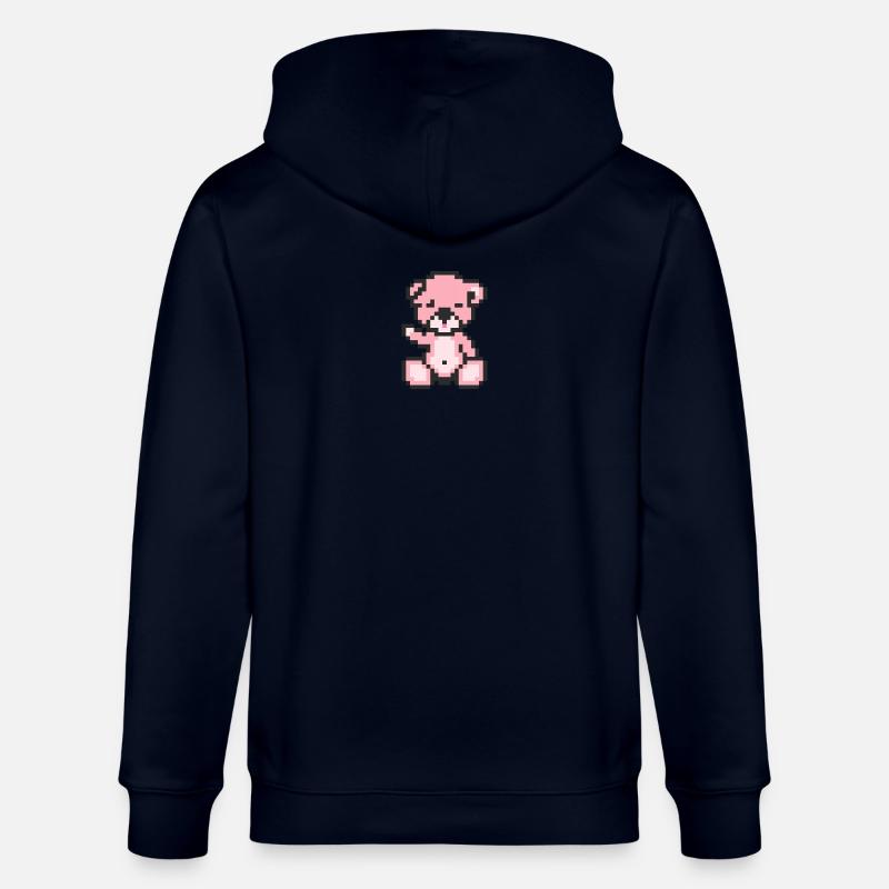 Pixel Bear Pastel Pink - Veste à capuche bio CULTIVATOR Stanley/Stella Unisexe - marine