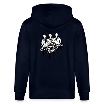Team Bräutigam Polterabend - Stanley/Stella Unisex Bio-Kapuzenjacke CULTIVATOR  - Navy - Hinten - Anna (173cm)