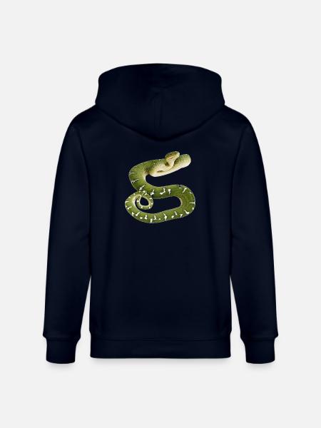 Snake reptile green white - Stanley/Stella CULTIVATOR Unisex Organic Hooded Jacket - navy