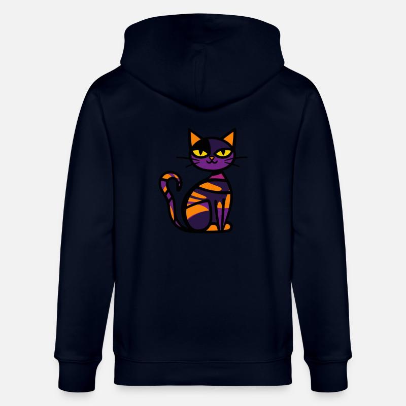 Chat Halloween Bande dessinée Chat - Veste à capuche bio CULTIVATOR Stanley/Stella Unisexe - marine