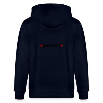 Supporter Herz - Stanley/Stella Unisex Bio-Kapuzenjacke CULTIVATOR  - Navy - Hinten - Anna (173cm)