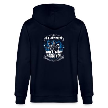 Flammen Feuerwehr Feuerwehrmann Feuerwehrfrau - Stanley/Stella Unisex Bio-Kapuzenjacke CULTIVATOR  - Navy - Hinten - Anna (173cm)