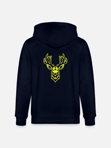 Deer Head Portrait Icon - Stanley/Stella CULTIVATOR  Unisex Organic Hooded Jacket - navy