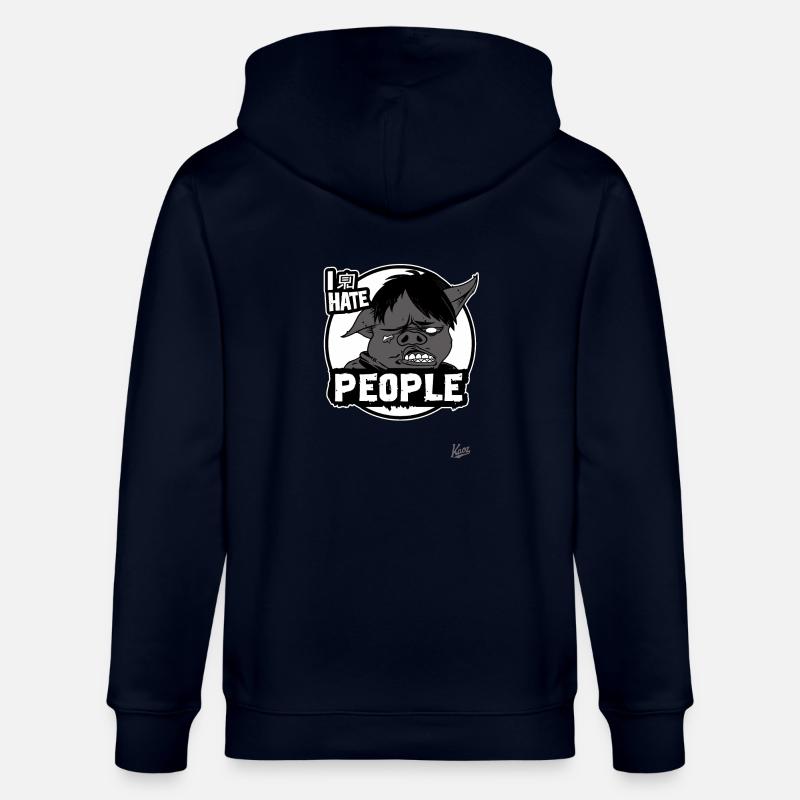 Ich hasse Menschen, Sarkasmus Schwein - Stanley/Stella Unisex Bio-Kapuzenjacke CULTIVATOR - Navy
