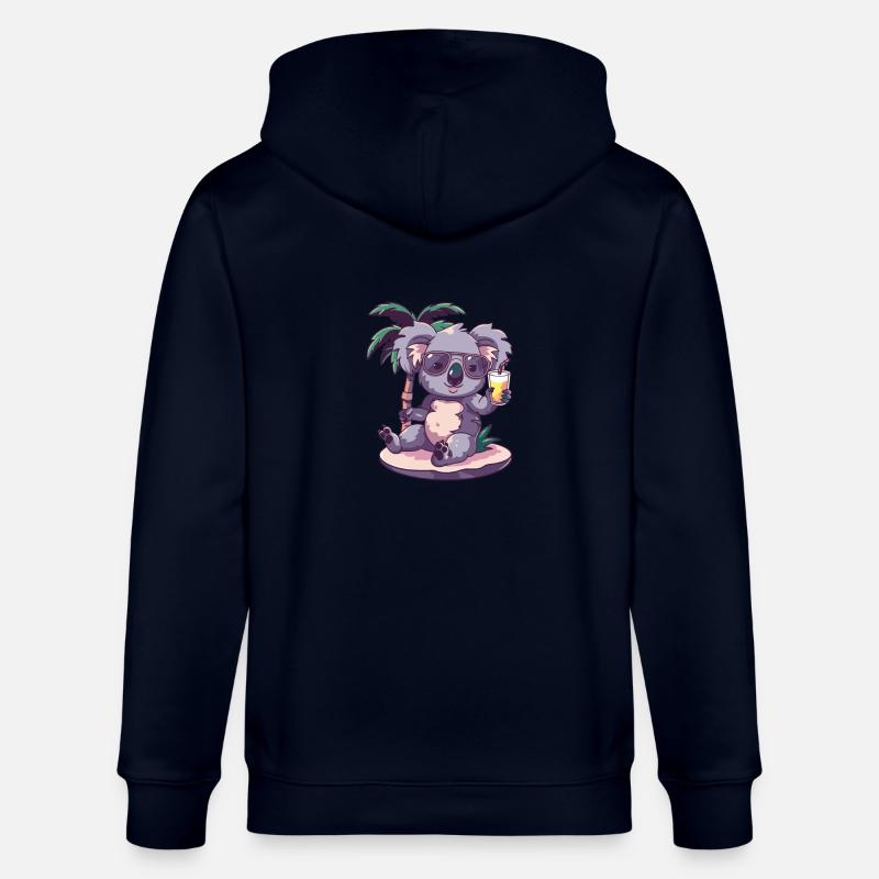 Koala Summer Beach Comic - Stanley/Stella CULTIVATOR  Unisex Organic Hooded Jacket - navy
