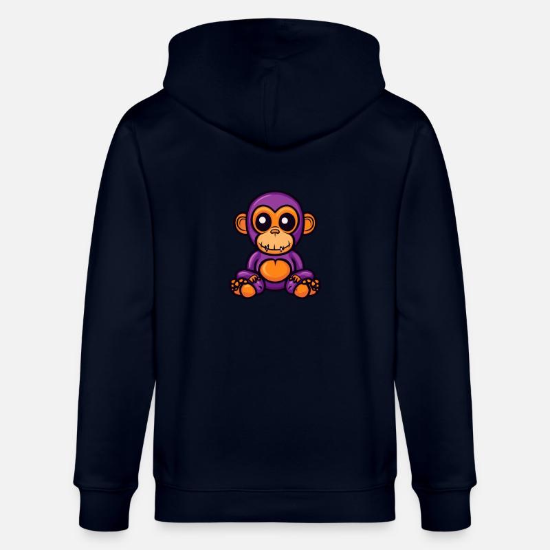 Monkey Halloween Comic Zombie - Stanley/Stella CULTIVATOR Unisex Organic Hooded Jacket - navy
