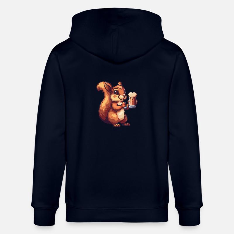 Eichhörnchen Bier Pixel - Stanley/Stella Unisex Bio-Kapuzenjacke CULTIVATOR  - Navy