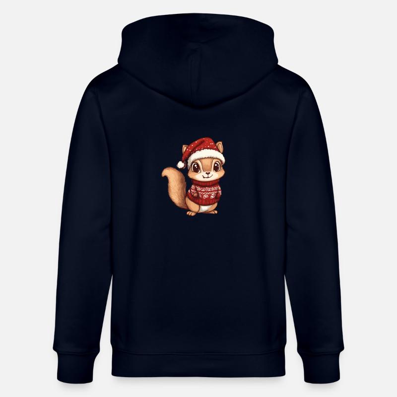 Bande dessinée de Noël écureuil - Veste à capuche bio CULTIVATOR Stanley/Stella Unisexe - marine