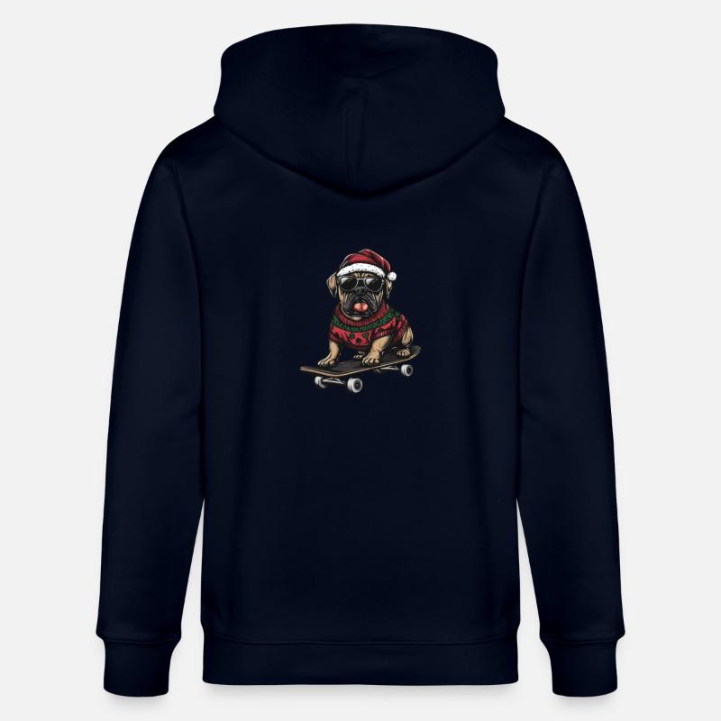 Mastiff Chien Noël Skateboard - Veste à capuche bio CULTIVATOR Stanley/Stella Unisexe - marine