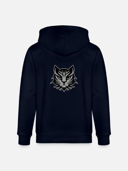 Cat Portrait Head - Stanley/Stella CULTIVATOR  Unisex Organic Hooded Jacket - navy