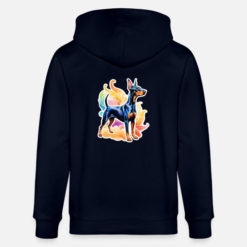 Dobermann Wasserfarben - Stanley/Stella Unisex Bio-Kapuzenjacke CULTIVATOR  - Navy