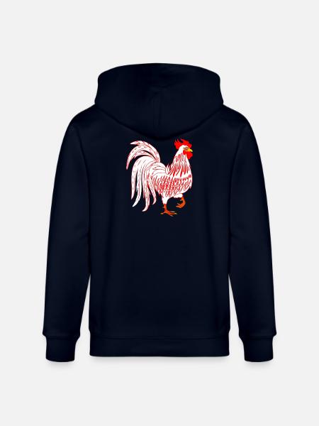 White rooster Rooster coq - Stanley/Stella CULTIVATOR Unisex Organic Hooded Jacket - navy