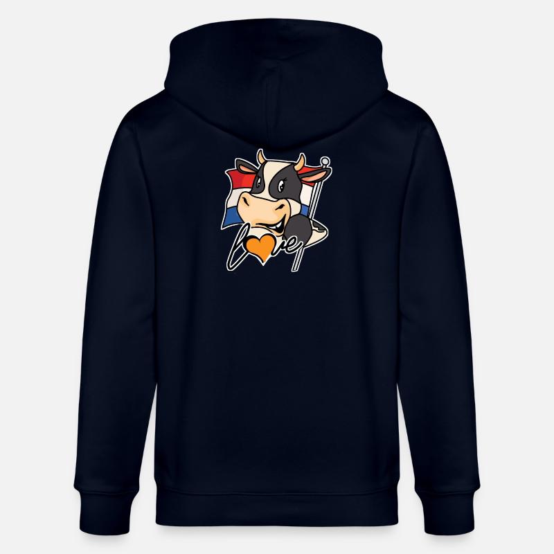 Vache avec drapeau et cœur - Veste à capuche bio CULTIVATOR Stanley/Stella Unisexe - marine