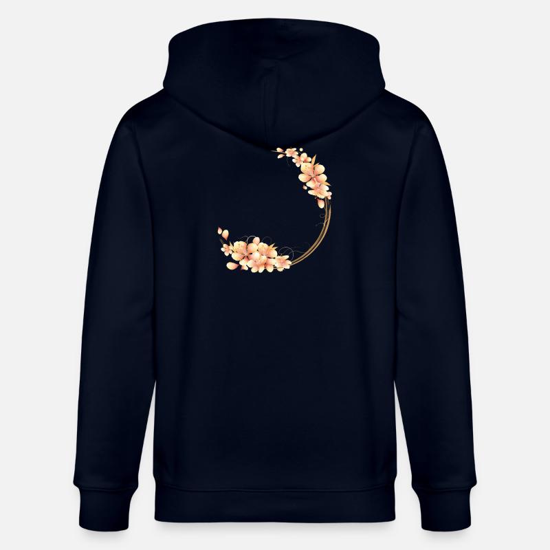 Pfirsichblüten Kranz im samtig-weichen Pfirsichton - Stanley/Stella Unisex Bio-Kapuzenjacke CULTIVATOR  - Navy