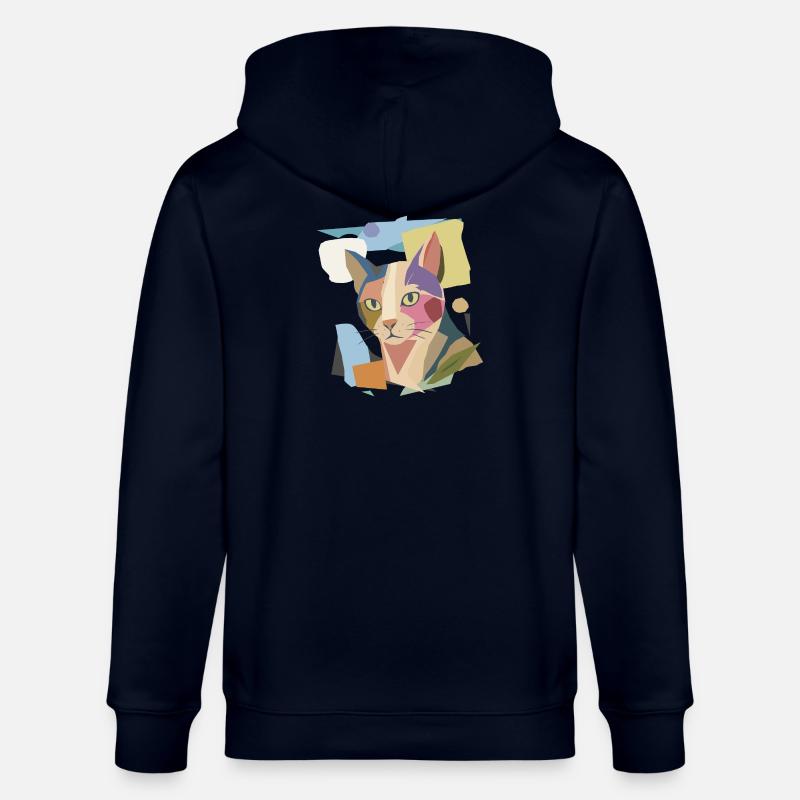 Abstrakte Katze im modernen Farbblock-Design - Stanley/Stella Unisex Bio-Kapuzenjacke CULTIVATOR  - Navy
