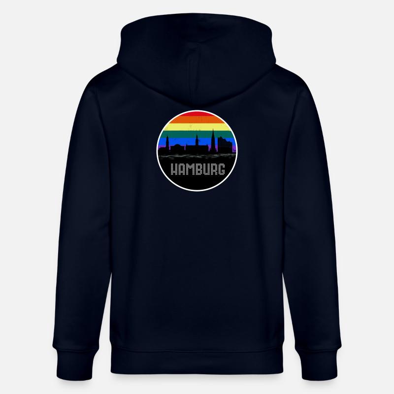 Hamburg Skyline Regenbogen - Stanley/Stella Unisex Bio-Kapuzenjacke CULTIVATOR  - Navy