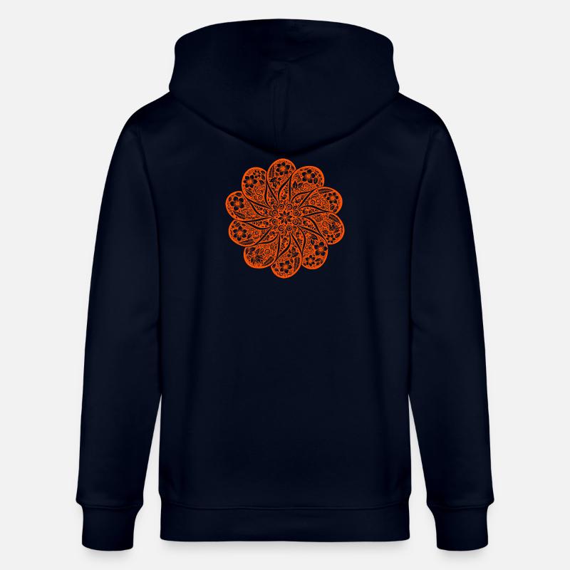 Sweat à capuche floral Batik Mandala dans le style rétro boho - Veste à capuche bio CULTIVATOR Stanley/Stella Unisexe - marine