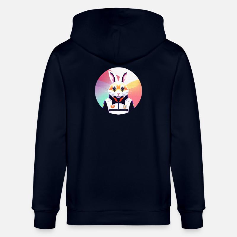 Bunny, Rabbit, Easter Bunny - Stanley/Stella CULTIVATOR  Unisex Organic Hooded Jacket - navy