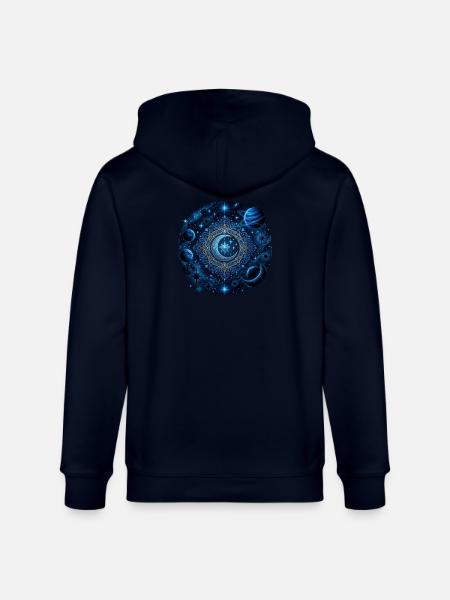 Space Planets Galaxies Stars Moons - Stanley/Stella CULTIVATOR  Unisex Organic Hooded Jacket - navy