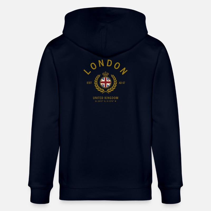 Écusson Londres Drapeau UK doré - Veste à capuche bio CULTIVATOR Stanley/Stella Unisexe - marine