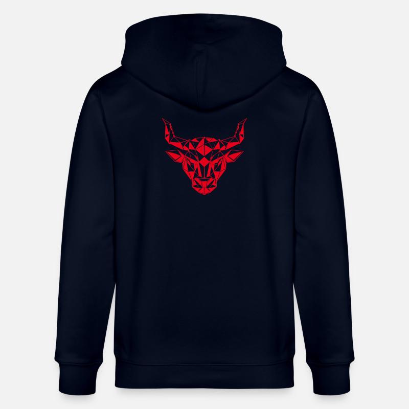 Roter Low-Poly Stierkopf - Stanley/Stella Unisex Bio-Kapuzenjacke CULTIVATOR  - Navy